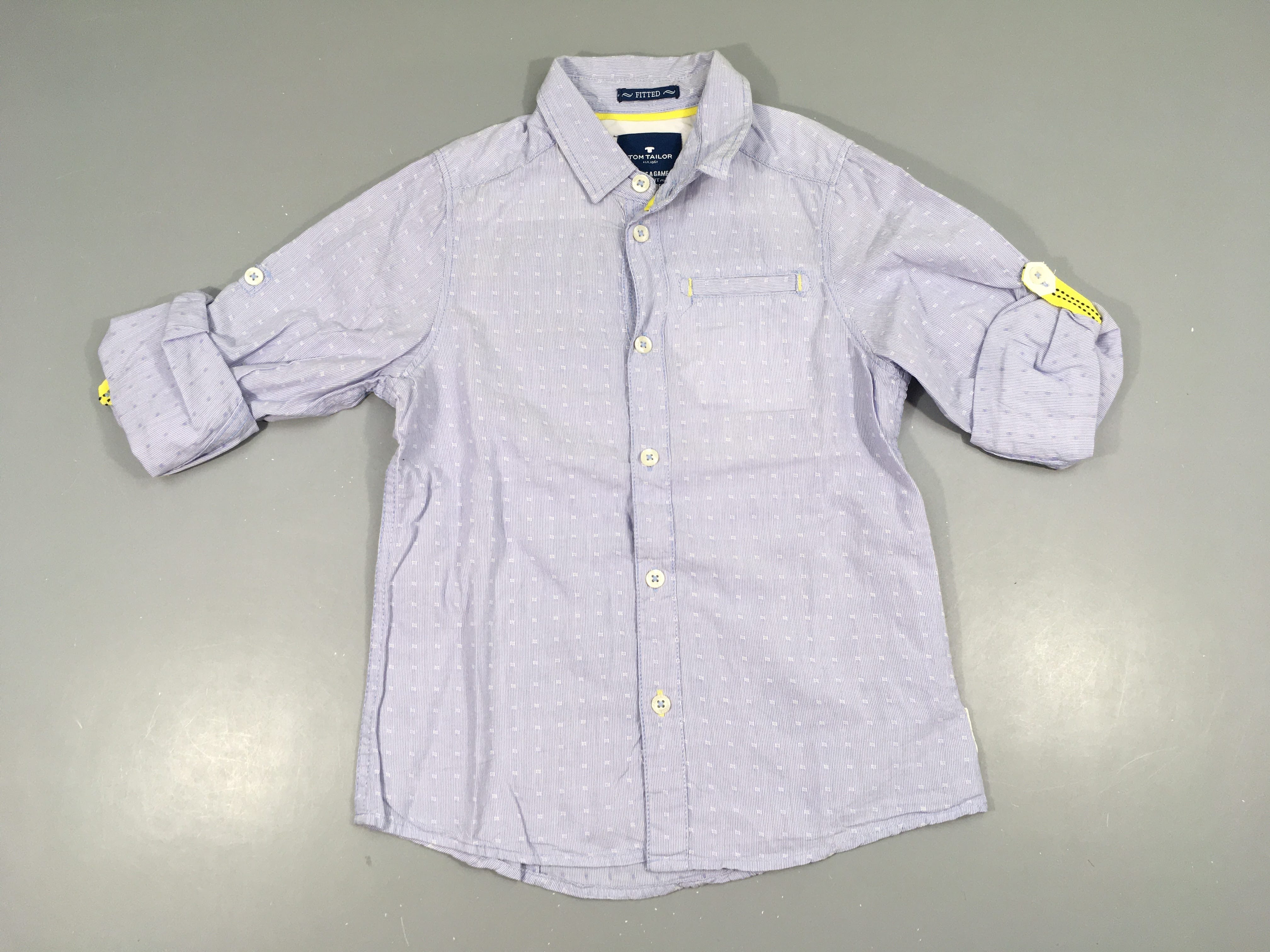 Chemise fitted m.l bleu clair ligné