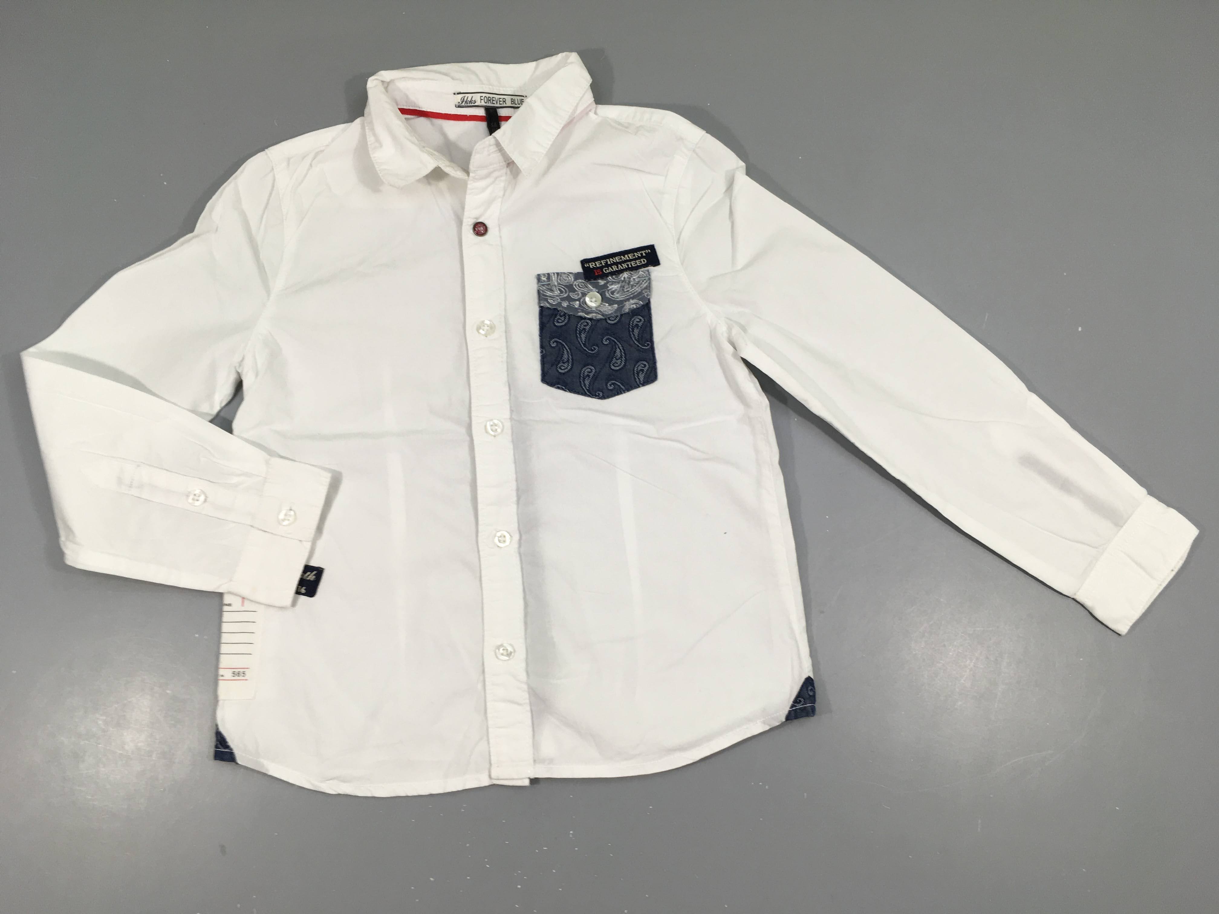 Chemise m.l blanche poche motif cachemire