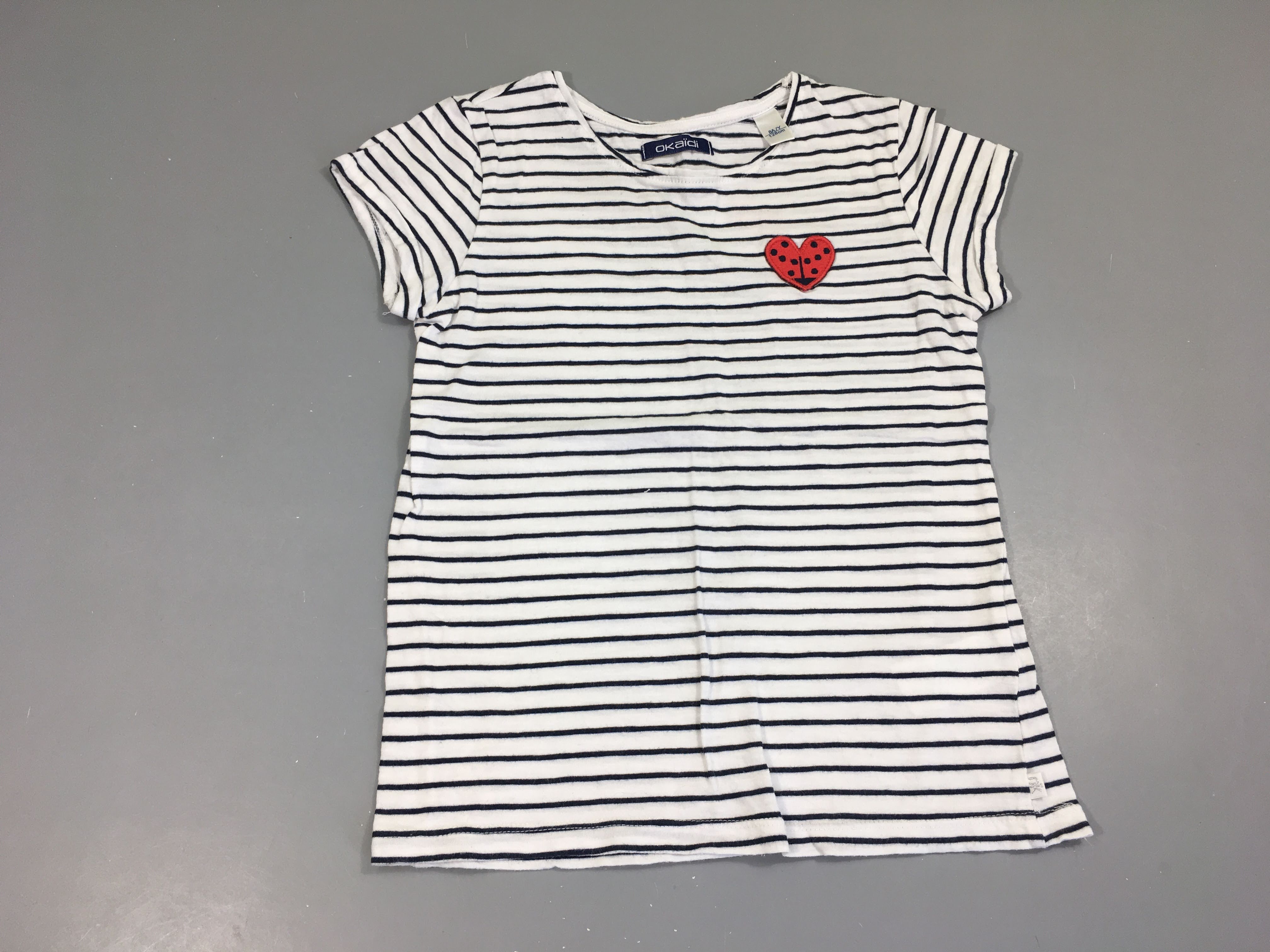 T-shirt m.c blanc rayé bleu coeur coccinelle