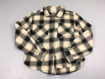 Chemise m.l flanelle beige à carreaux noir