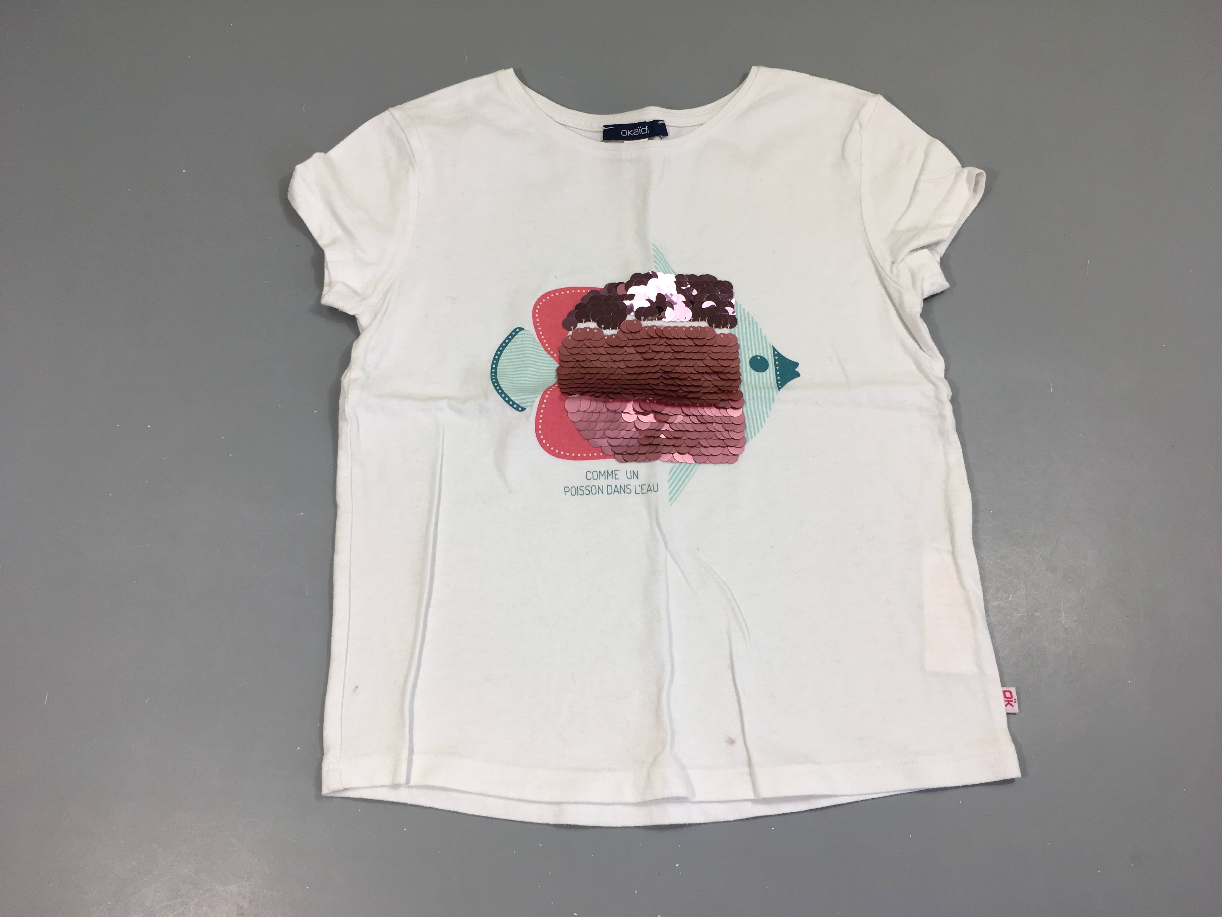T-shirt m.c blanc poissons sequins
