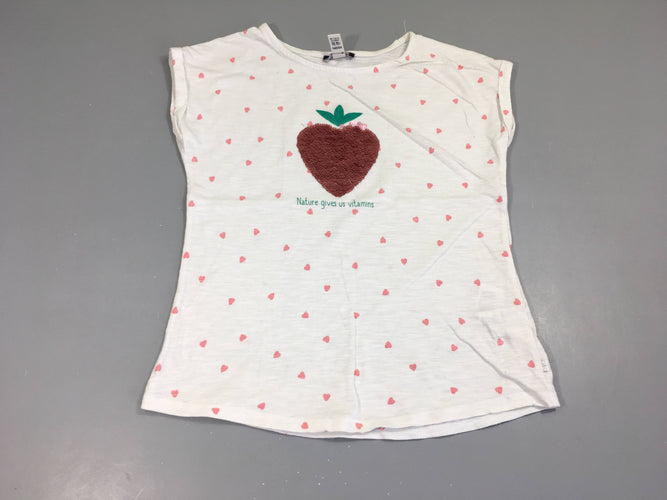 T-shirt m.c blanc flammé fraise sequins boulochés, moins cher chez Petit Kiwi