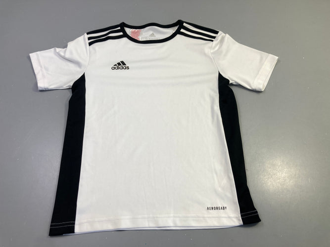 T-shirt m.c blanc bandes noires foot adidas, moins cher chez Petit Kiwi