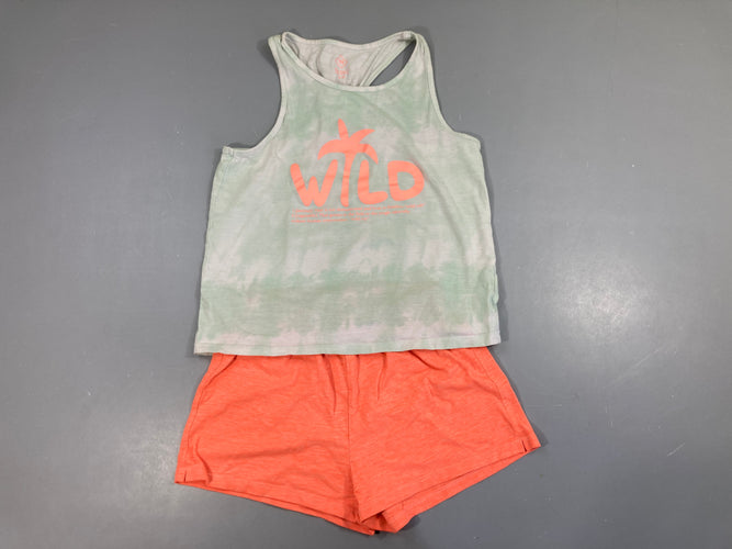 Pyjashort 2pcs jersey bleu clair Wild/bac corail bouloché, moins cher chez Petit Kiwi