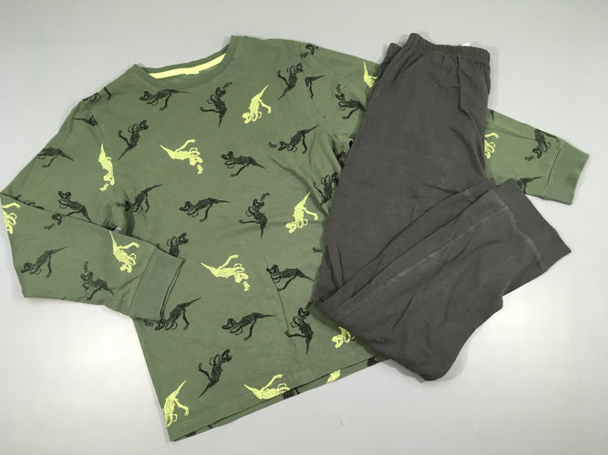 Pyjama 2pcs jersey kaki dinos, moins cher chez Petit Kiwi