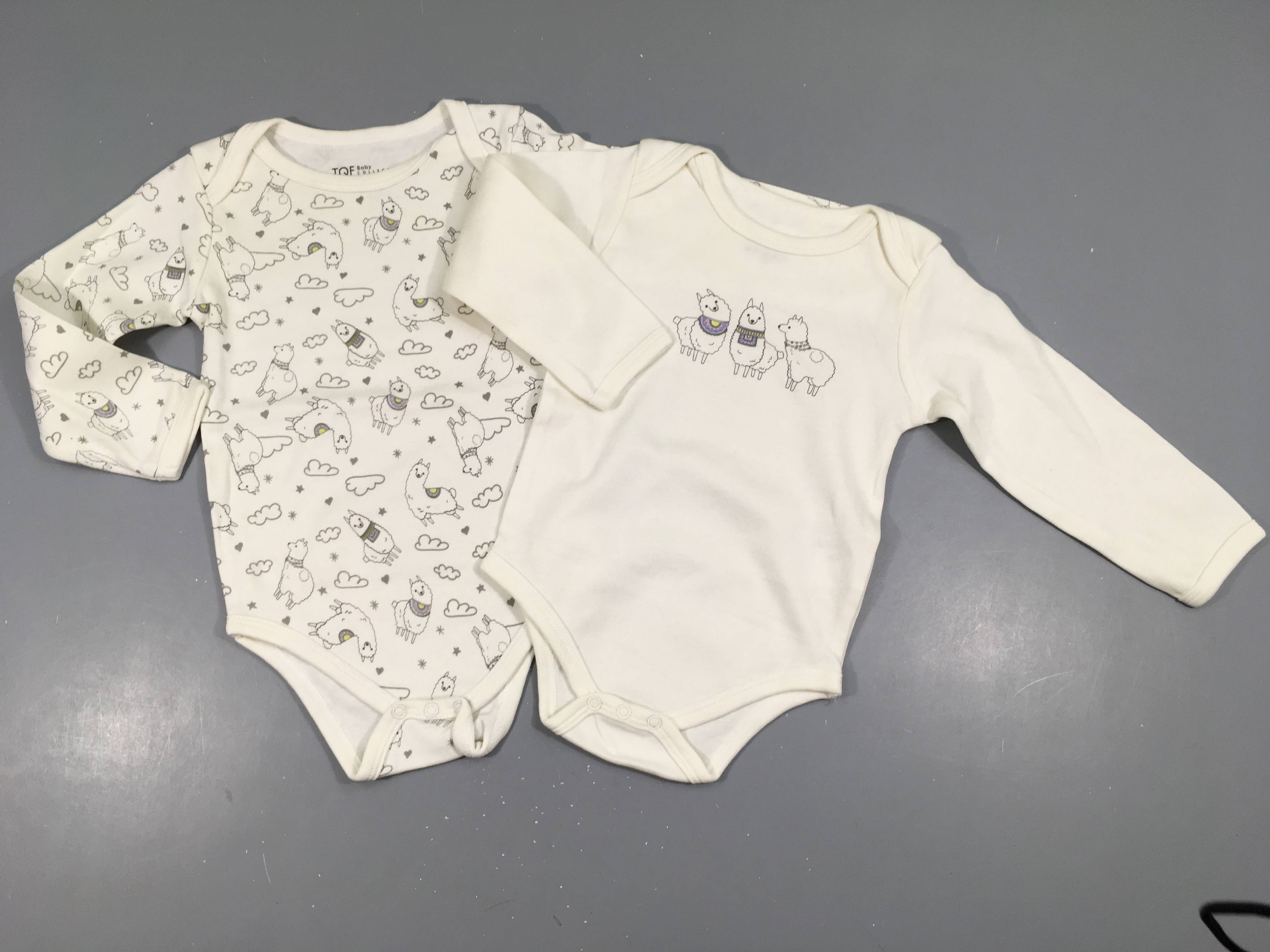 Lot de 2 bodies m.l blanc lamas