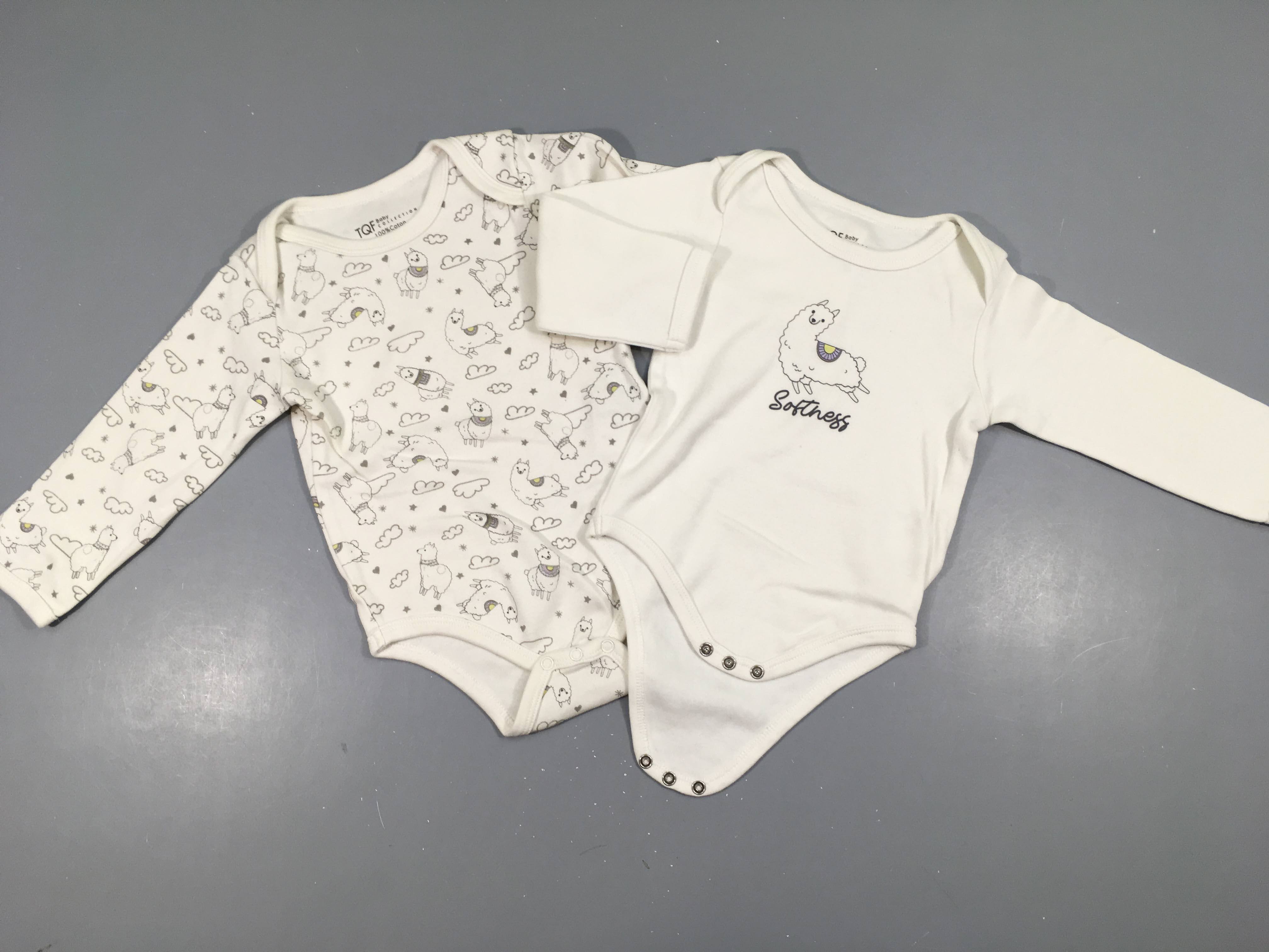 Lot de 2 bodies m.l blanc lamas