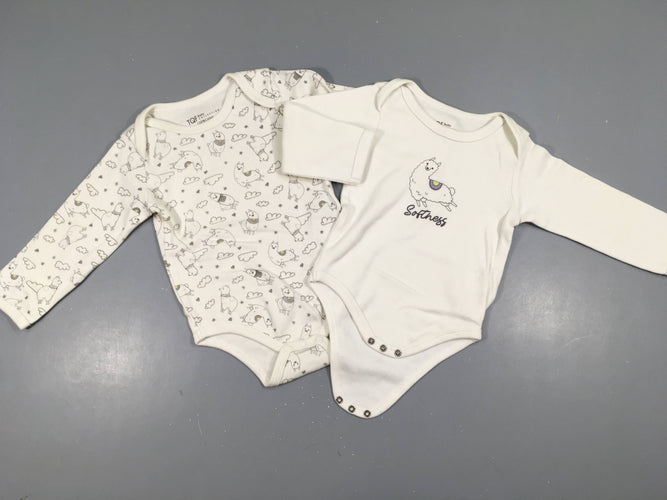 Lot de 2 bodies m.l blanc lamas, moins cher chez Petit Kiwi