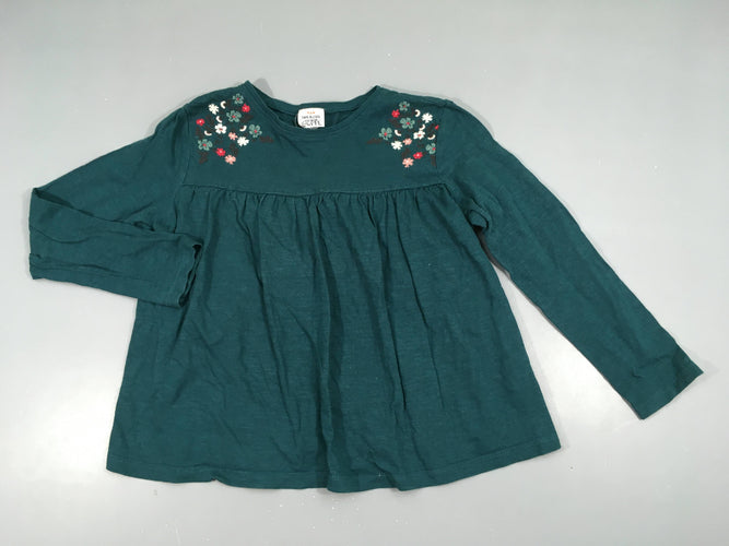 T-shirt m.l vert foncé broderies fleurs, moins cher chez Petit Kiwi