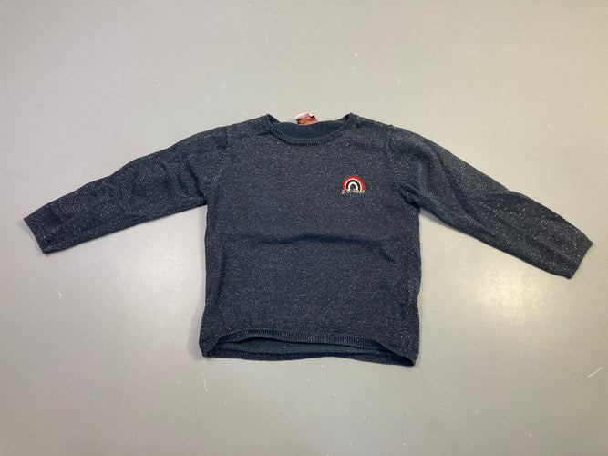 Pull m.l bleu marine pailleté arc-en-ciel, moins cher chez Petit Kiwi