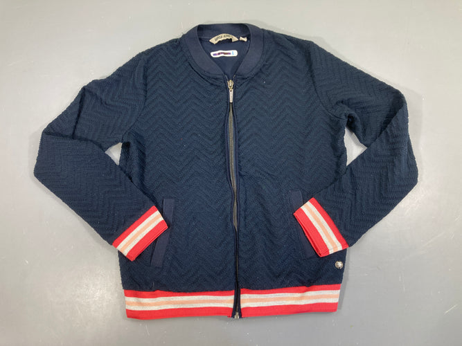 Sweat zippé texturé bleu foncé Bouloché, moins cher chez Petit Kiwi