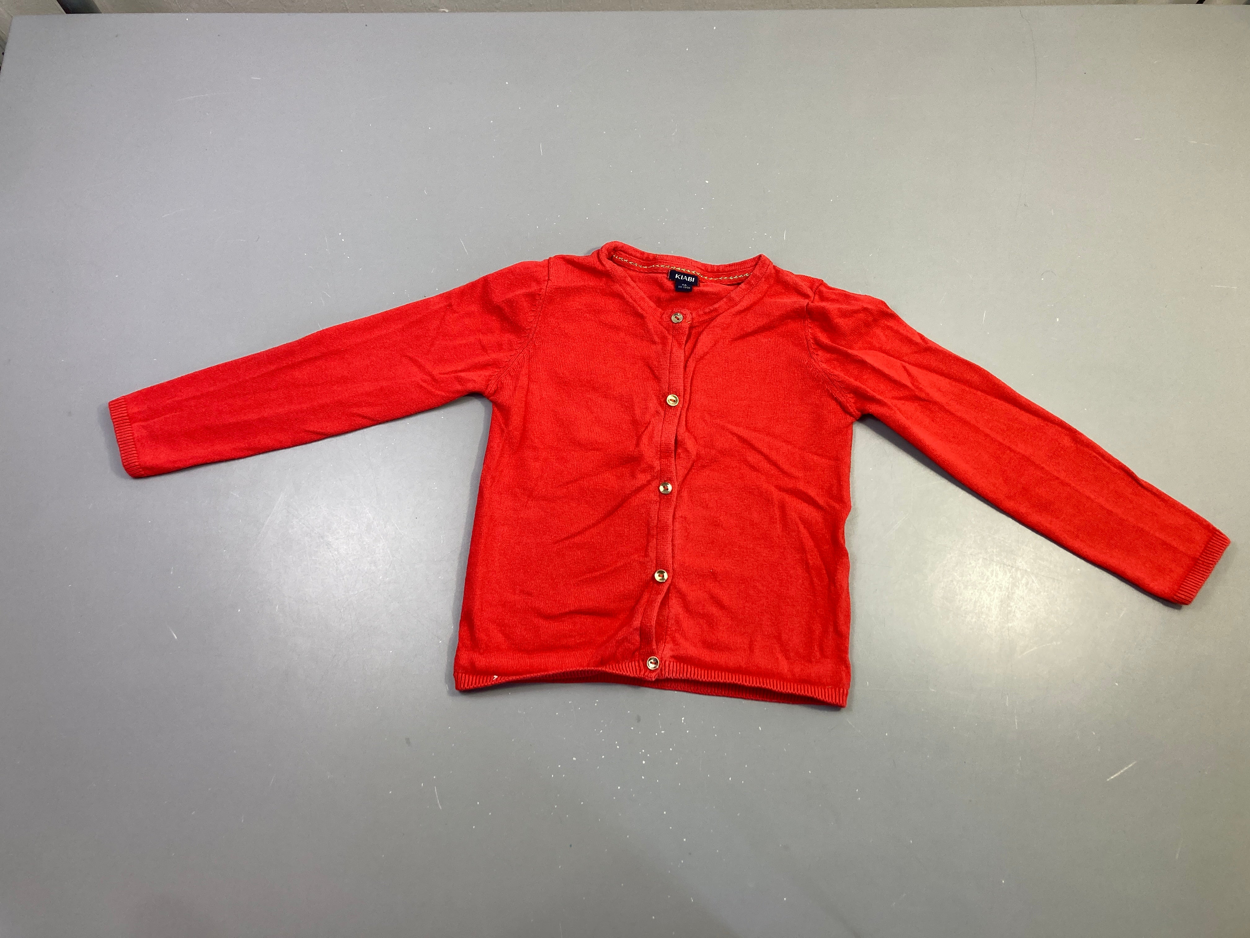 Gilet m.l rouge boutonné Légèrement bouloché