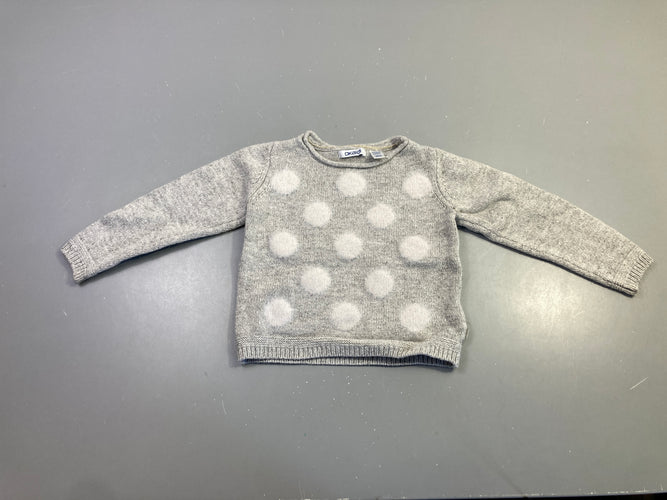 Pull m.l gris chiné pois, moins cher chez Petit Kiwi