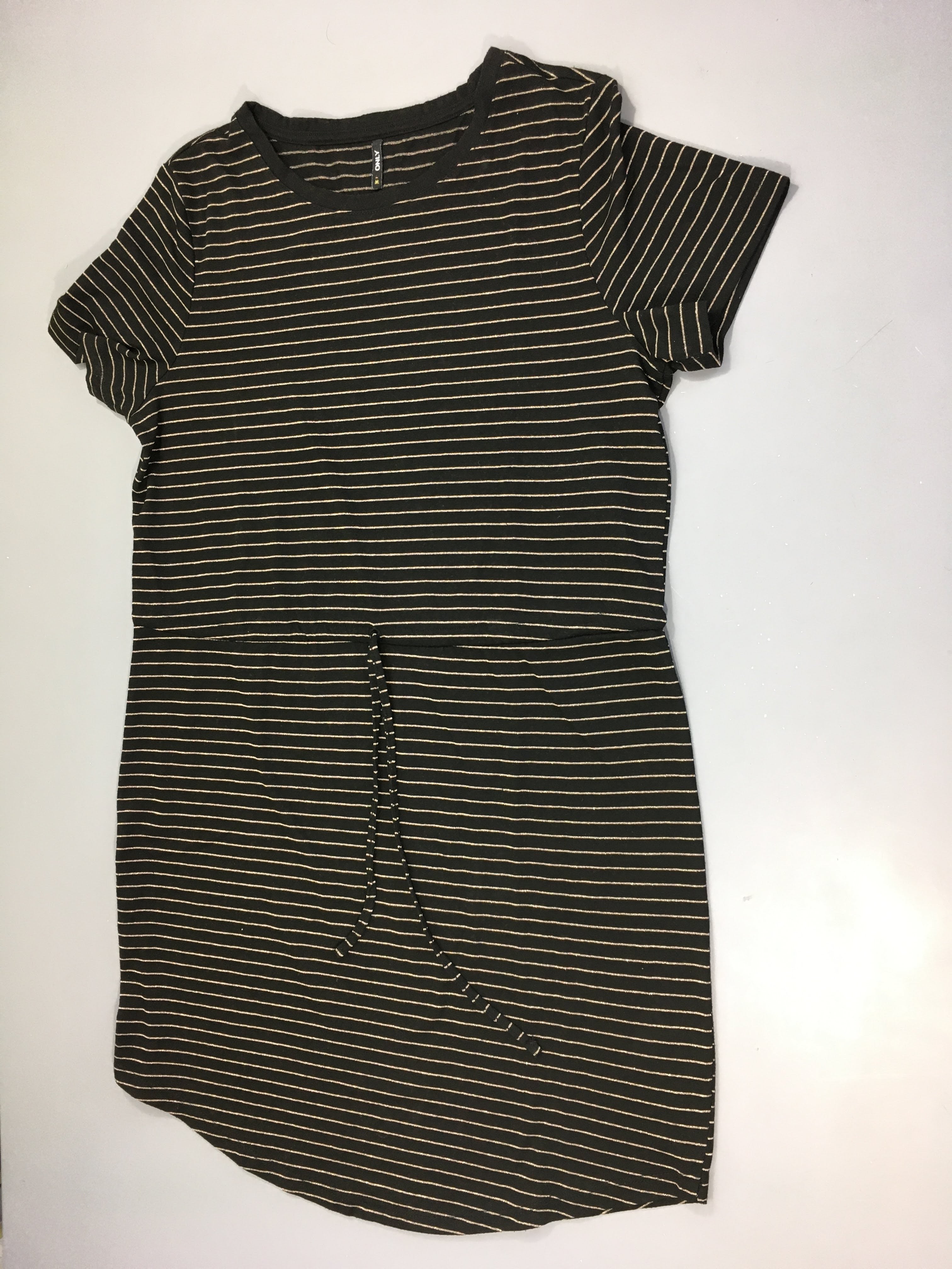 Robe m.c jersey noire rayé doré