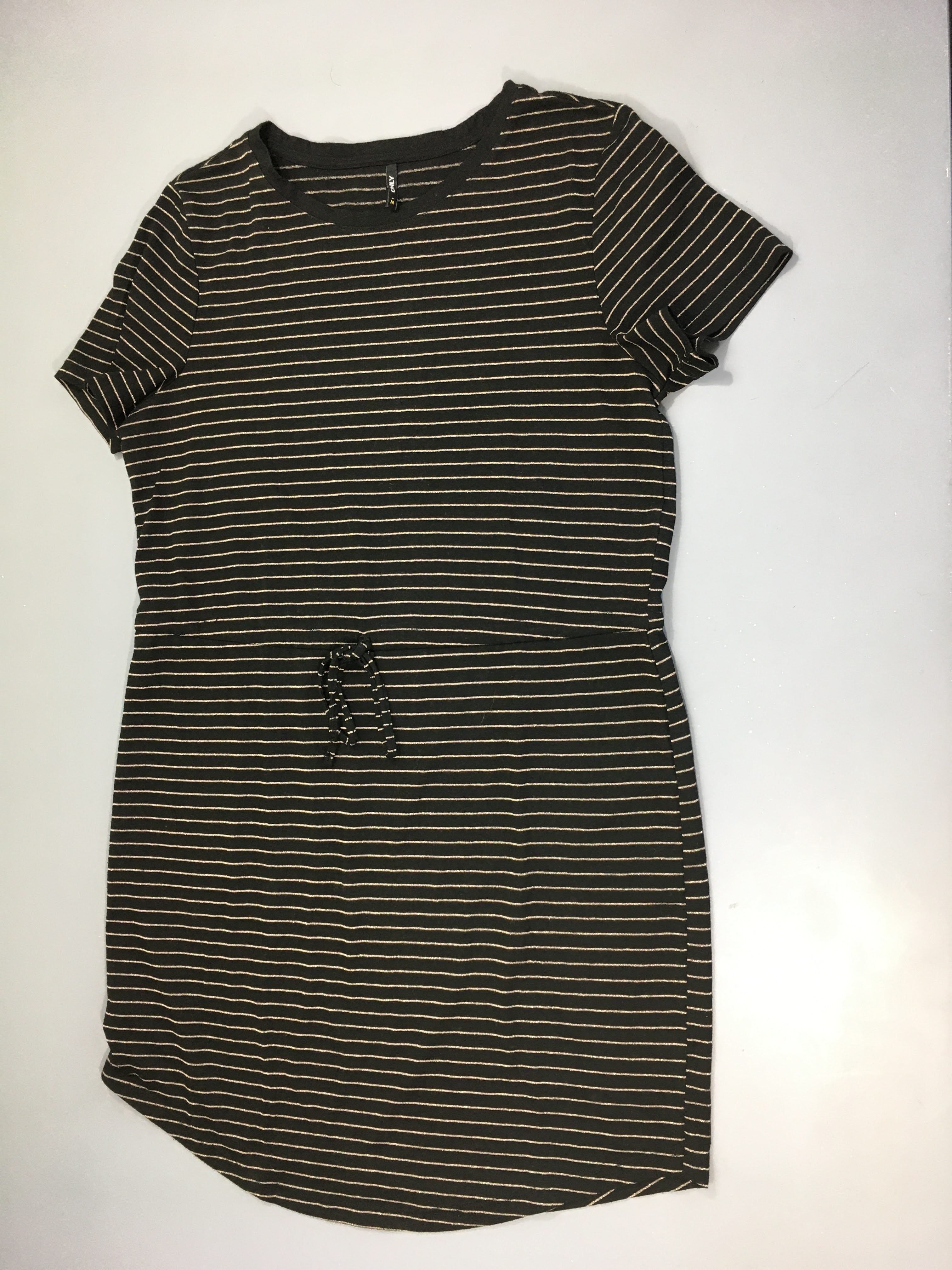 Robe m.c jersey noire rayé doré