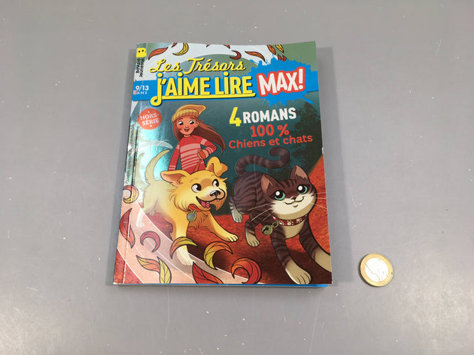 4 romans 100% Chiens et chats, les trésors, J'aime lire Max!, moins cher chez Petit Kiwi