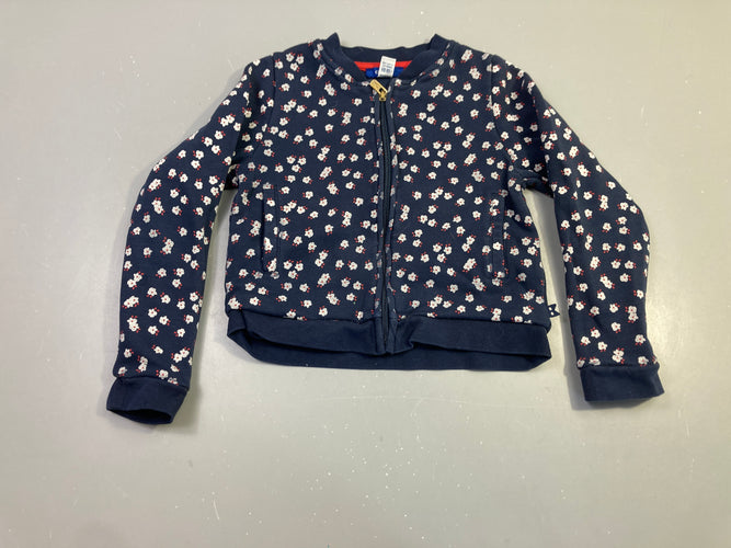 Sweat zippé bleu marine fleuri, moins cher chez Petit Kiwi