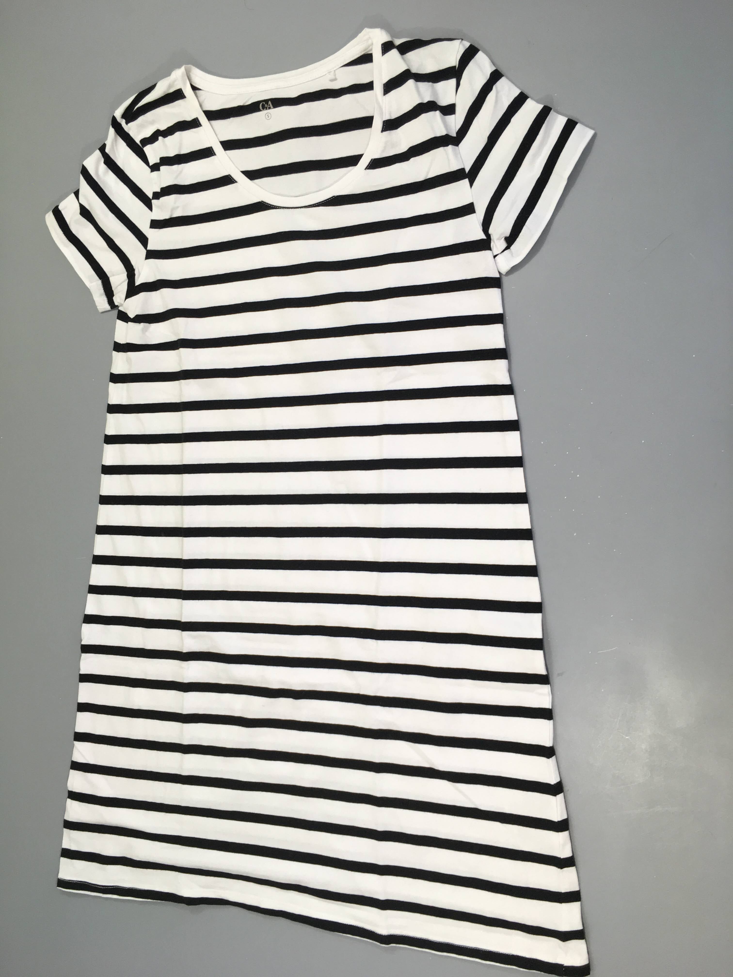 Robe m.c jersey blanc rayé noir