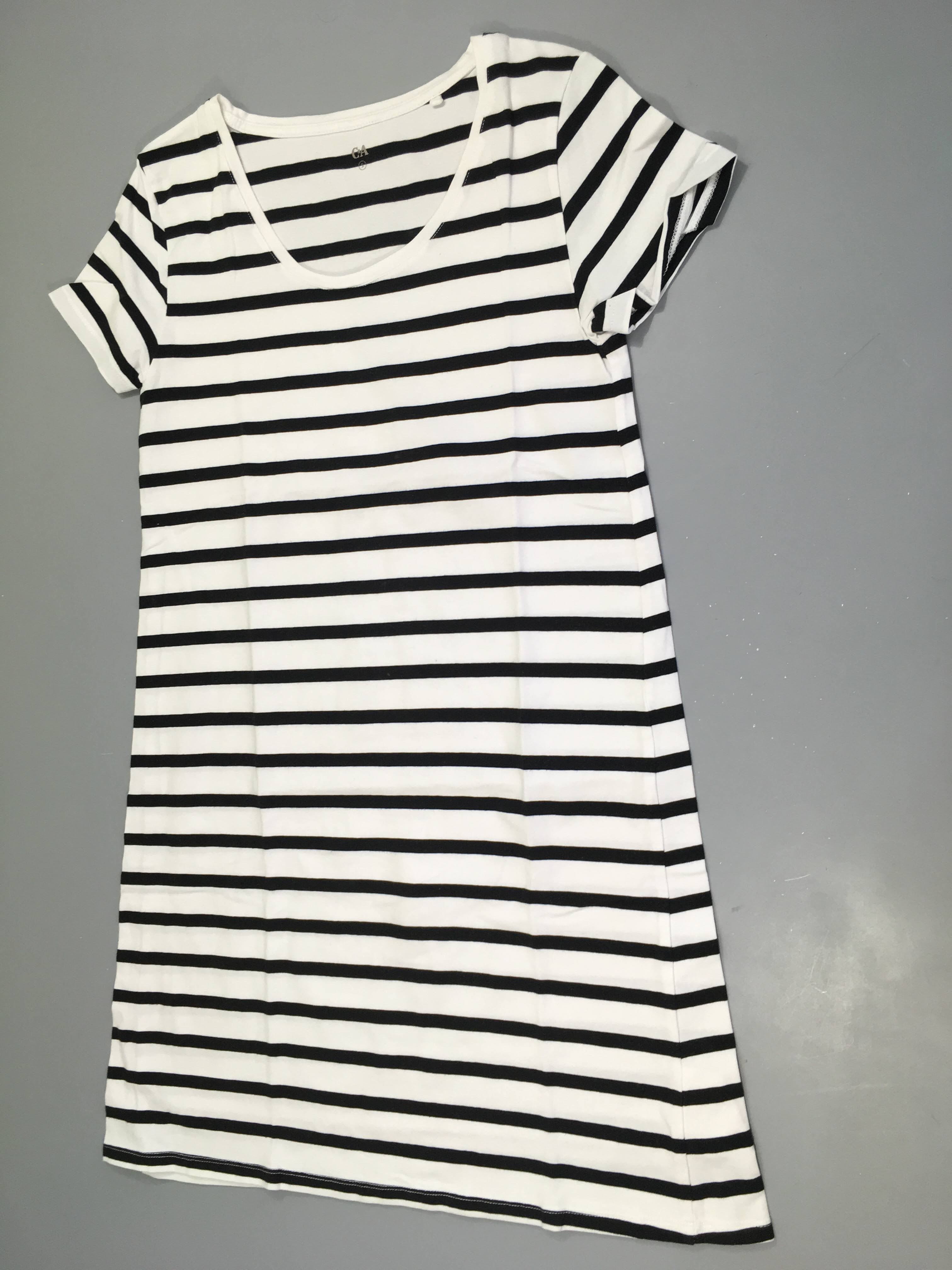 Robe m.c jersey blanc rayé noir