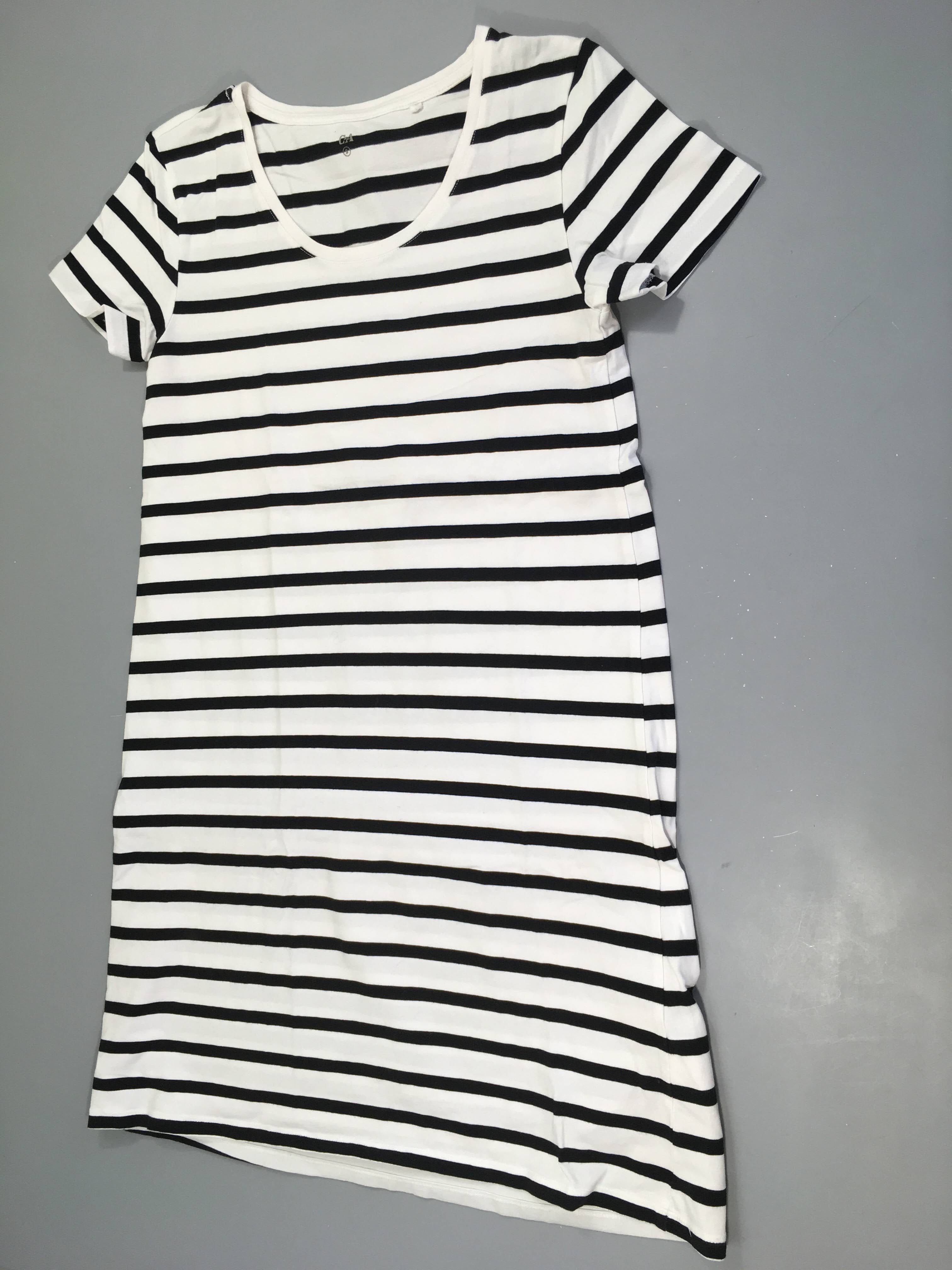 Robe m.c jersey blanc rayé noir