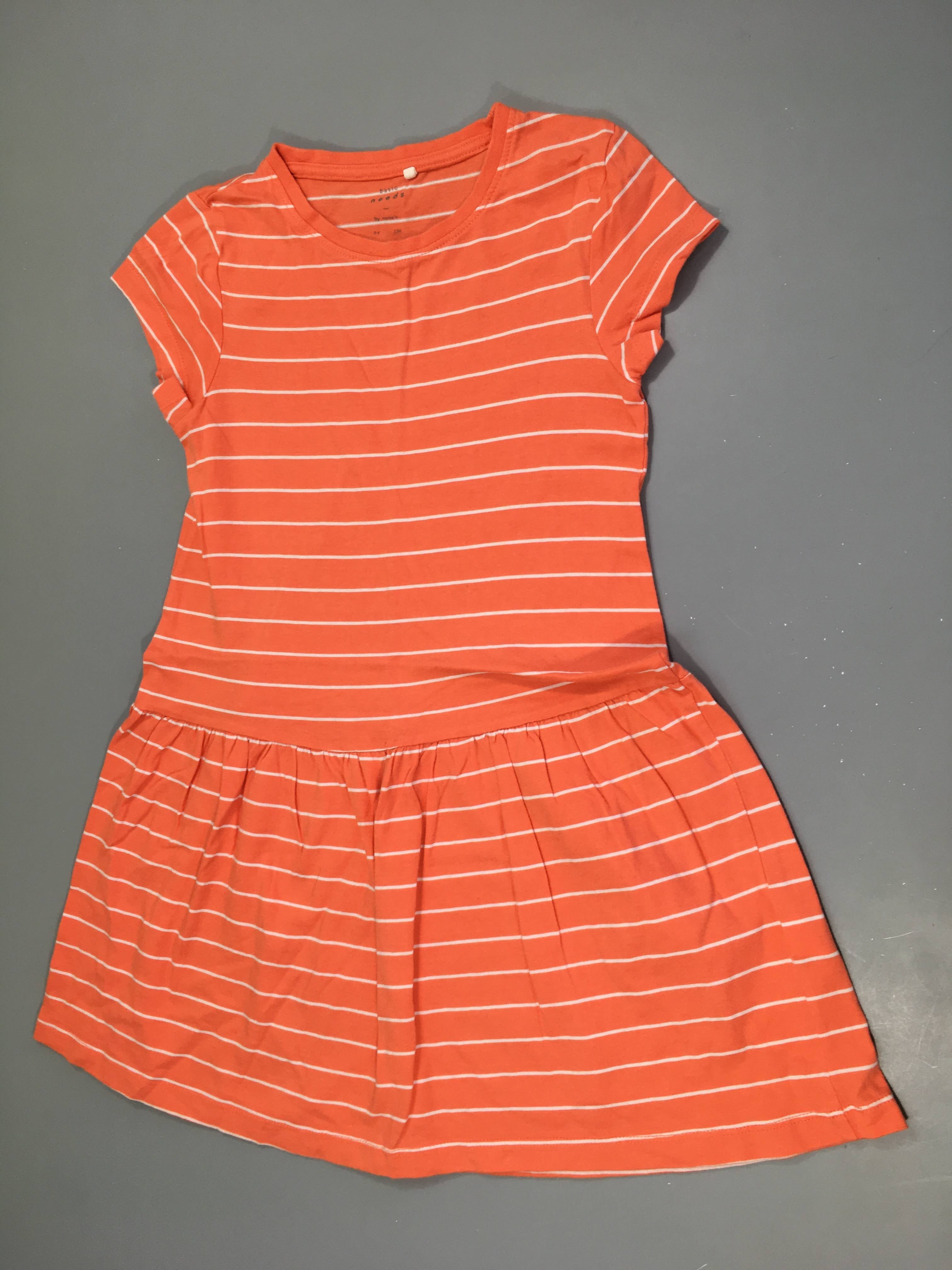 Robe m.c jersey orange rayé blanc