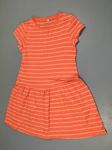 Robe m.c jersey orange rayé blanc, moins cher chez Petit Kiwi