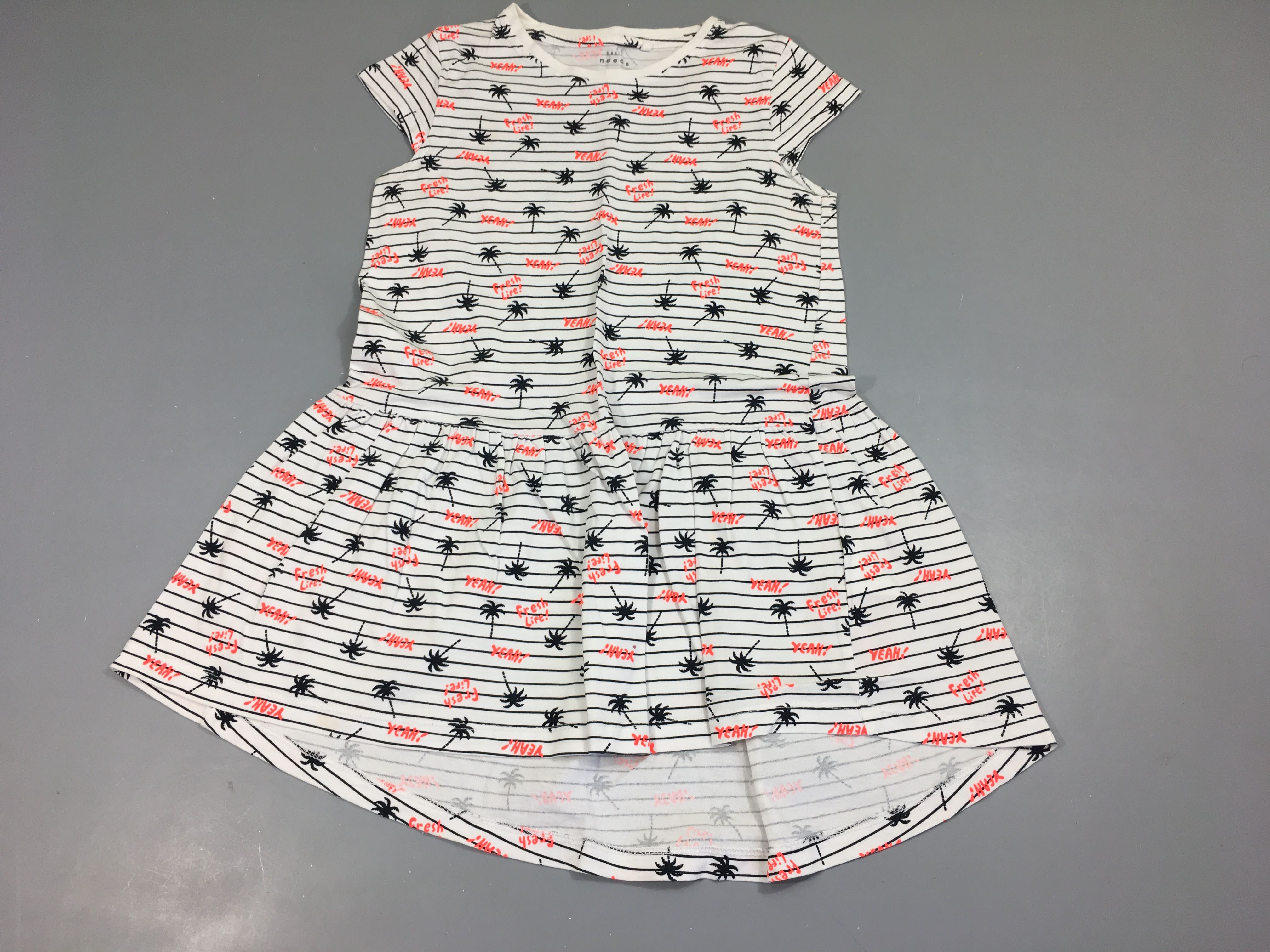 Robe m.c blanc rayé noir palmiers Yeah!