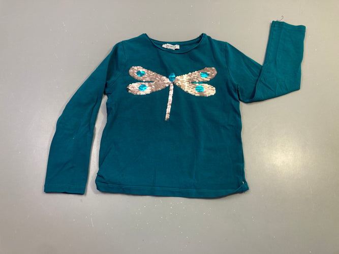 T-shirt m.l bleu canard libellule sequins, moins cher chez Petit Kiwi
