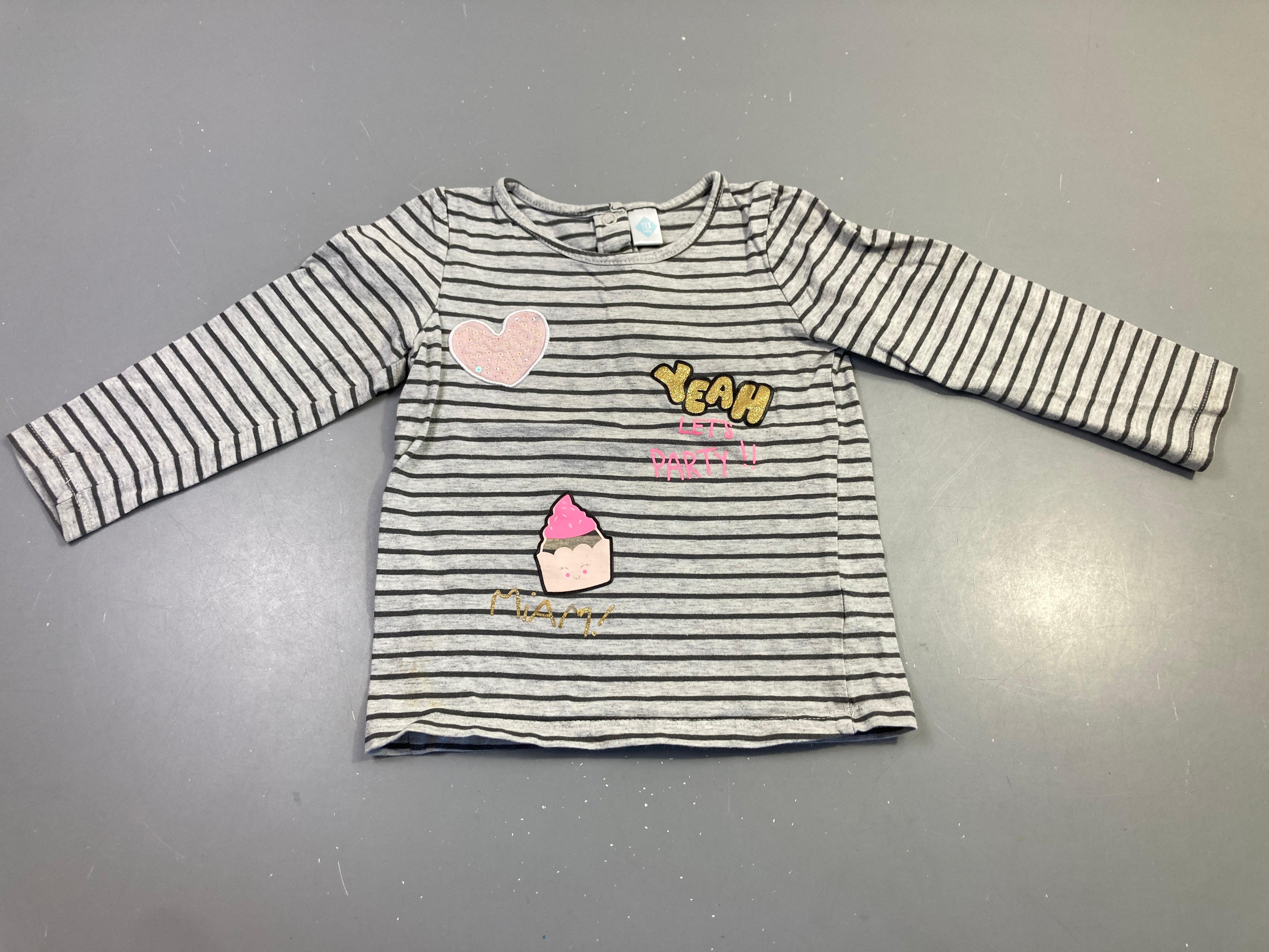 T-shirt m.l gris rayé fête Bouloché