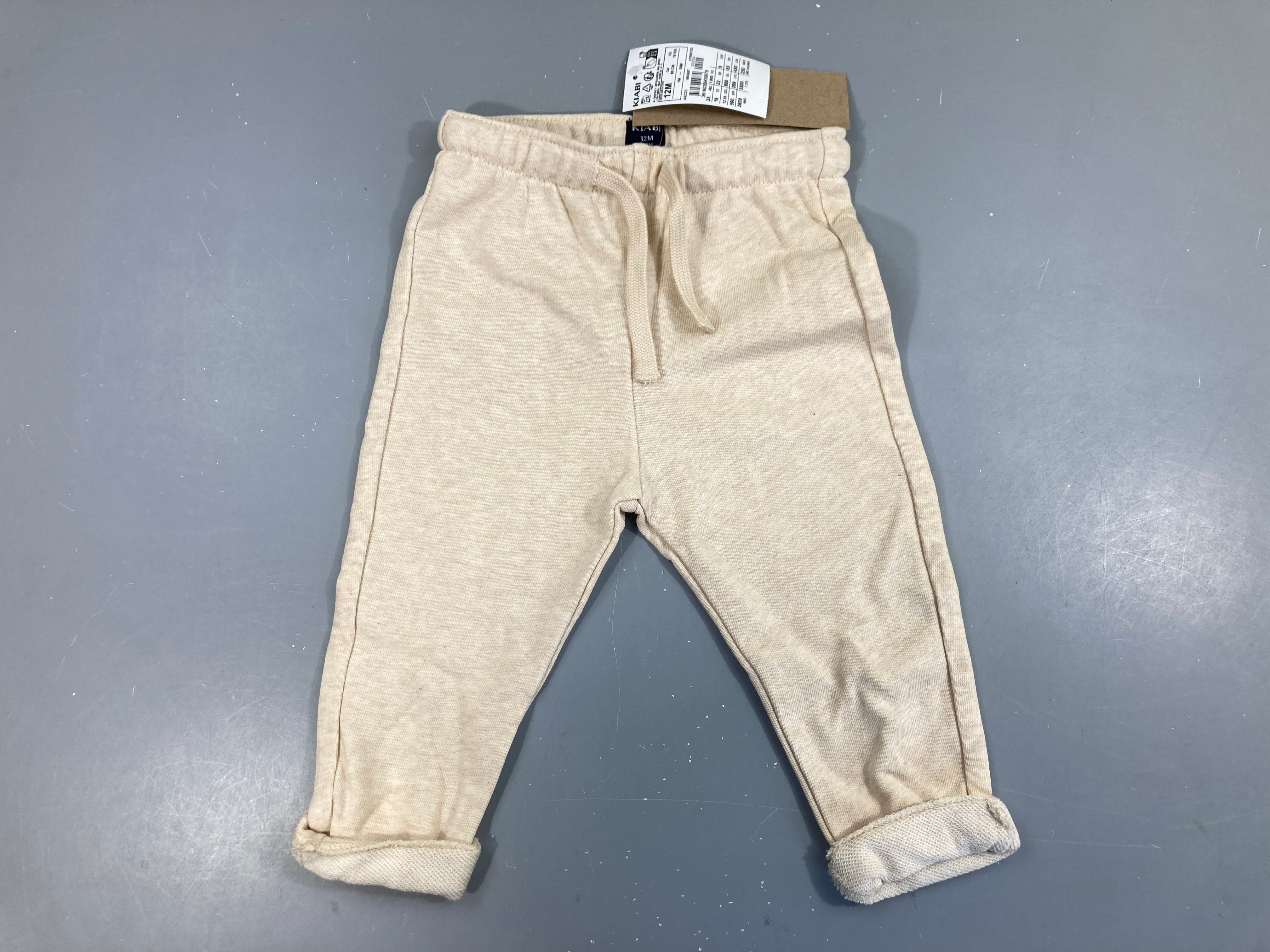 NEUF Pantalon molleton beige chiné à revers
