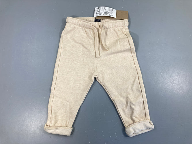 NEUF Pantalon molleton beige chiné à revers, moins cher chez Petit Kiwi