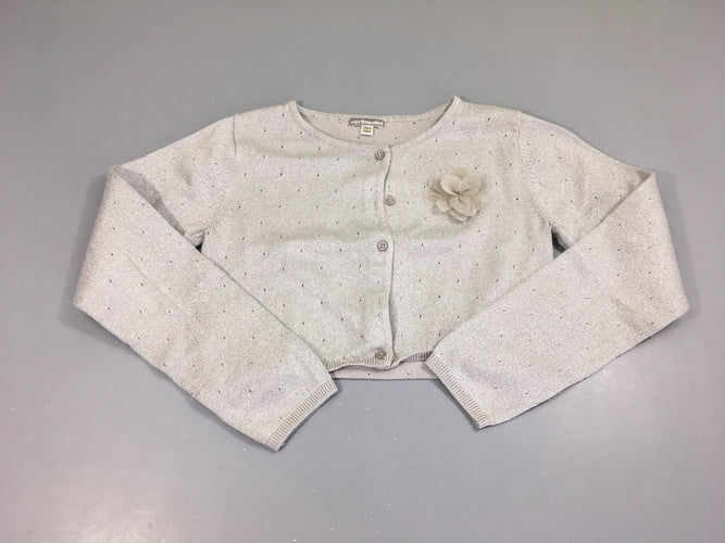 Gilet court gris irisé fleur tulle, moins cher chez Petit Kiwi