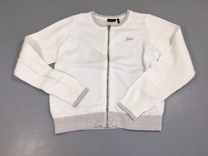 Gilet zippé blanc Ikks bords taupes irisés, moins cher chez Petit Kiwi