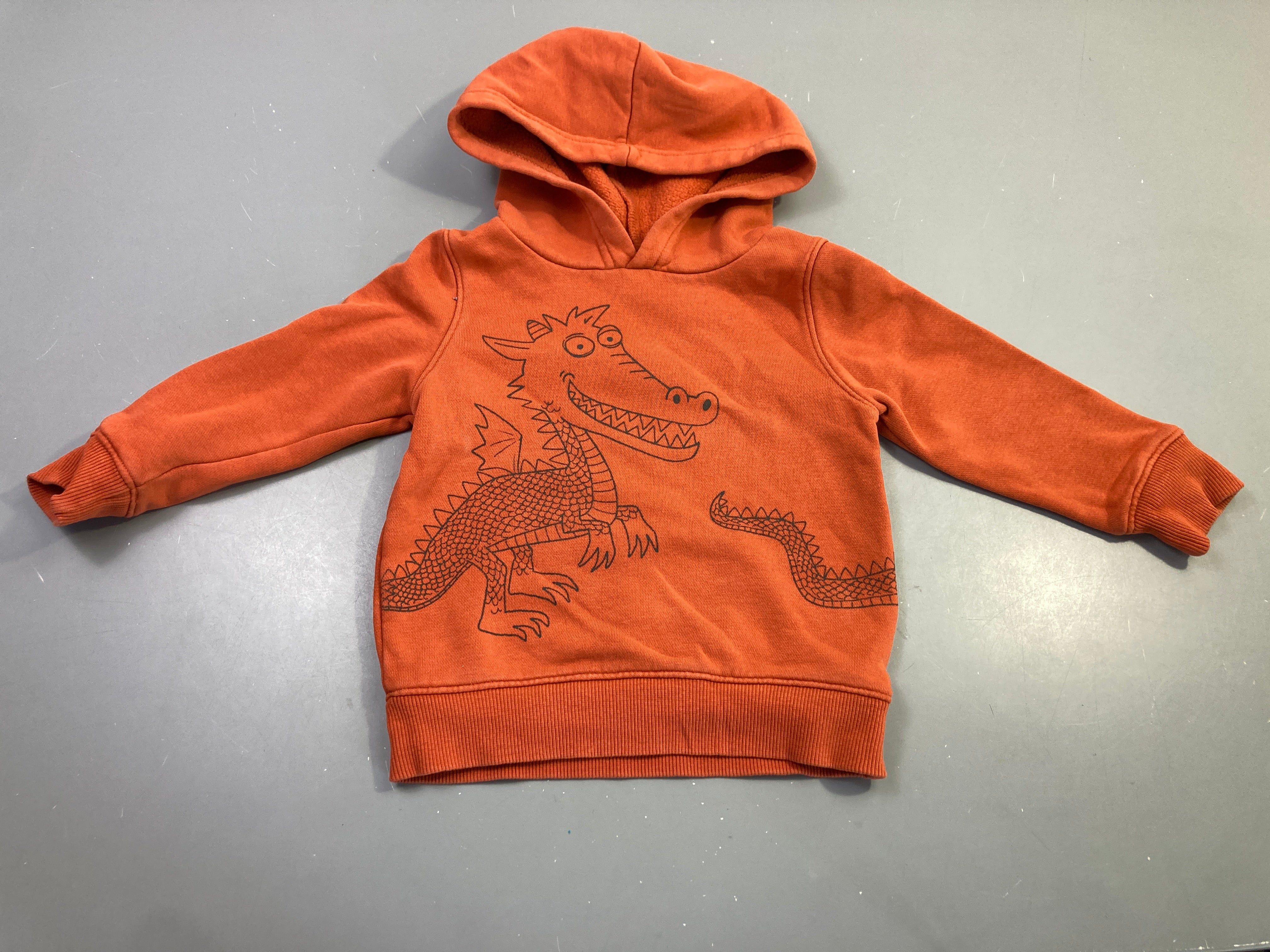 Sweat capuche orange dragon imprimé