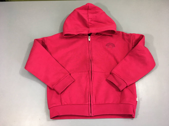 Sweat zippé à capuche fuchsia arc-en-ciel Légèrement bouloché, moins cher chez Petit Kiwi
