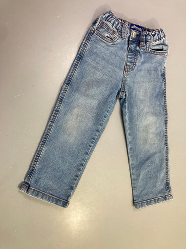 Pantalon jean bleu clair droit taille élastique, moins cher chez Petit Kiwi