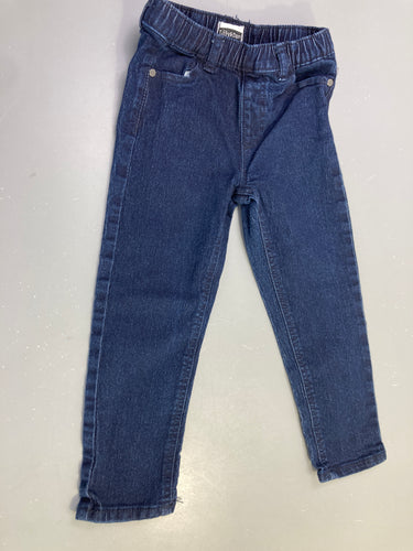 Pantalon jean bleu foncé droit taille élastique, moins cher chez Petit Kiwi