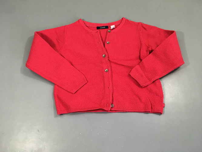 Gilet fuchia texturé, moins cher chez Petit Kiwi