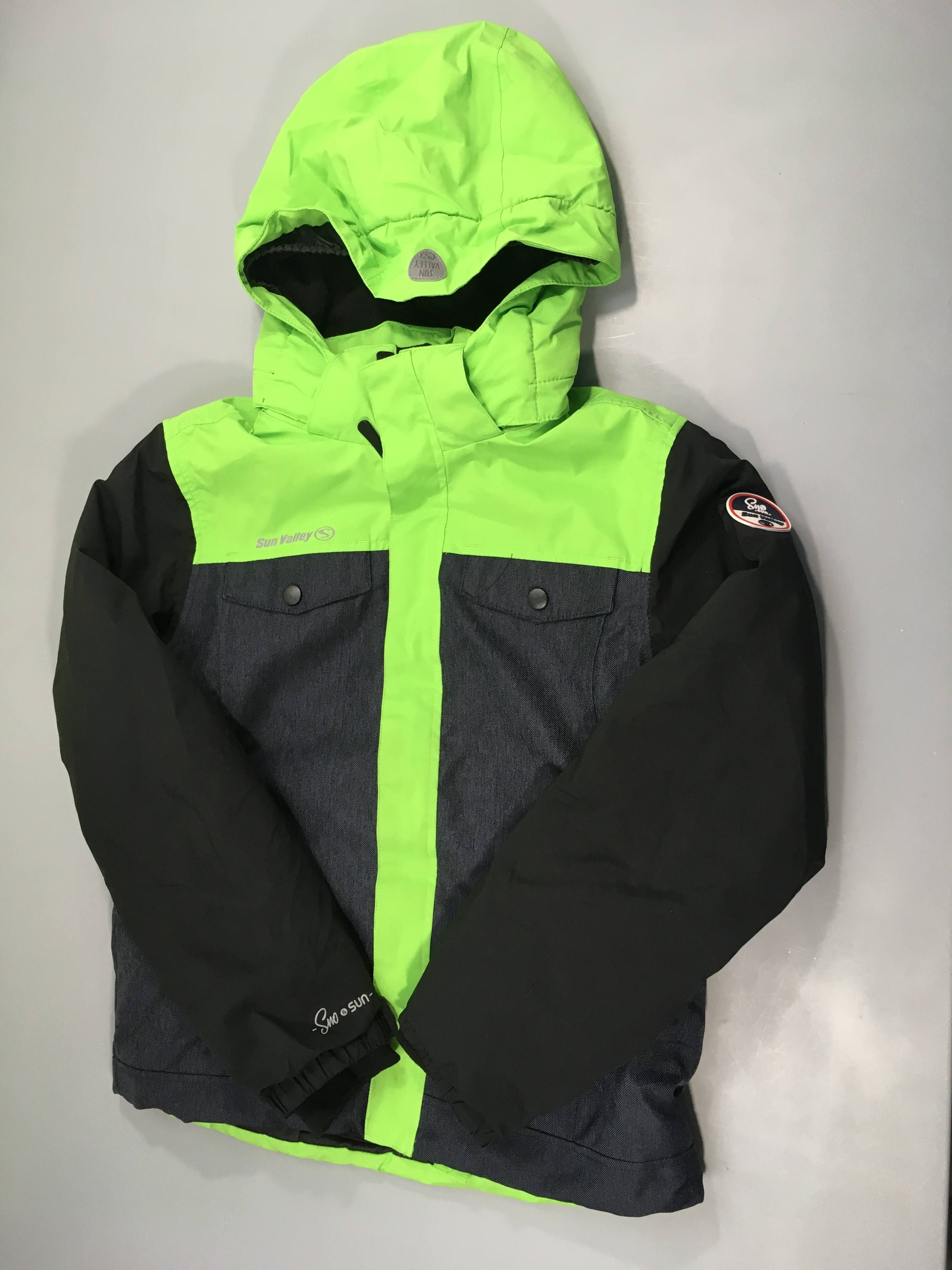 Veste de ski denim/bleu/noir à capuche Sun Valley, 130€ neuf