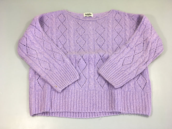 Pull lilas ajouré 10% %laine, moins cher chez Petit Kiwi