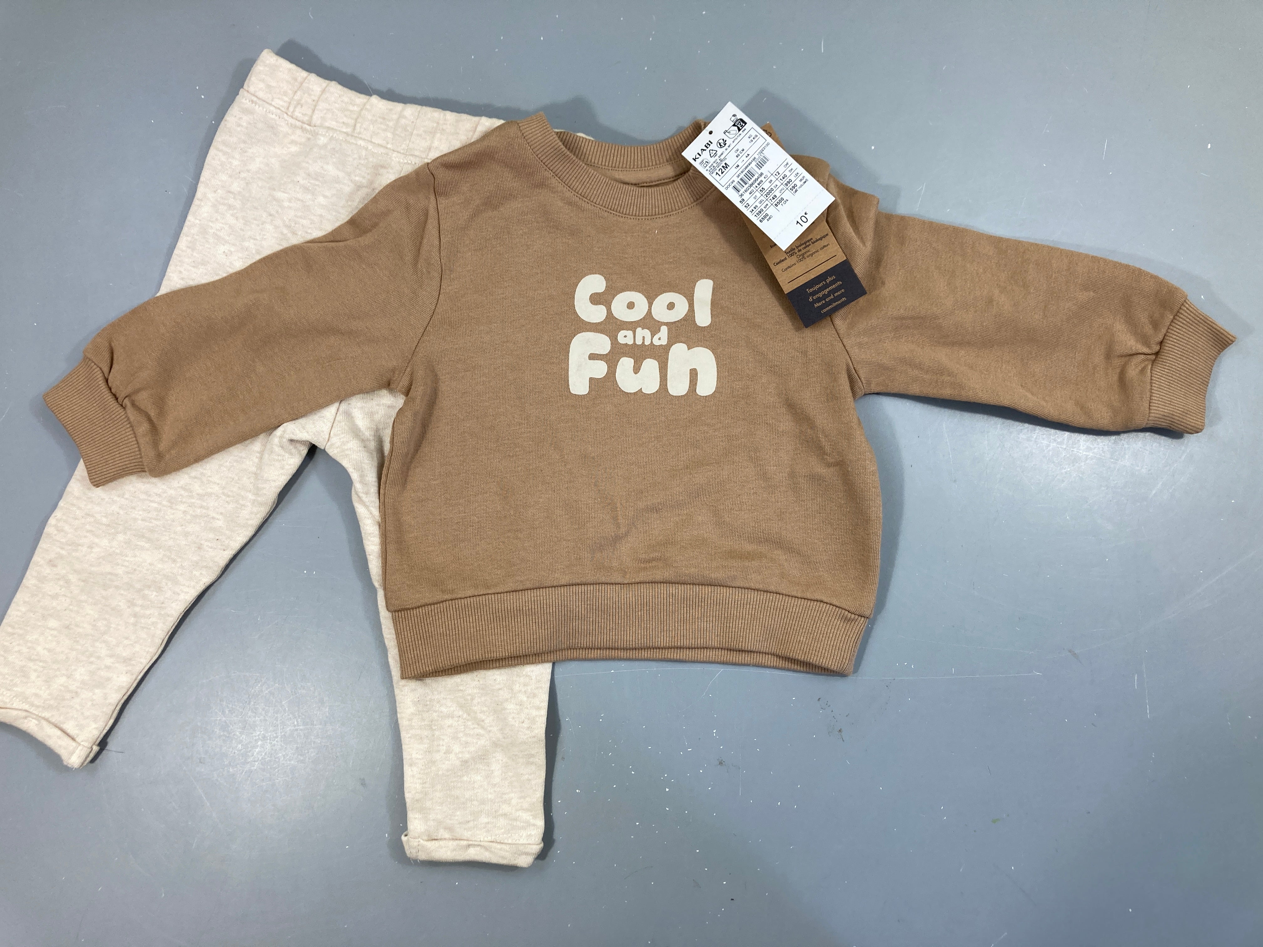 NEUF Training 2pcs molleton brun/beige