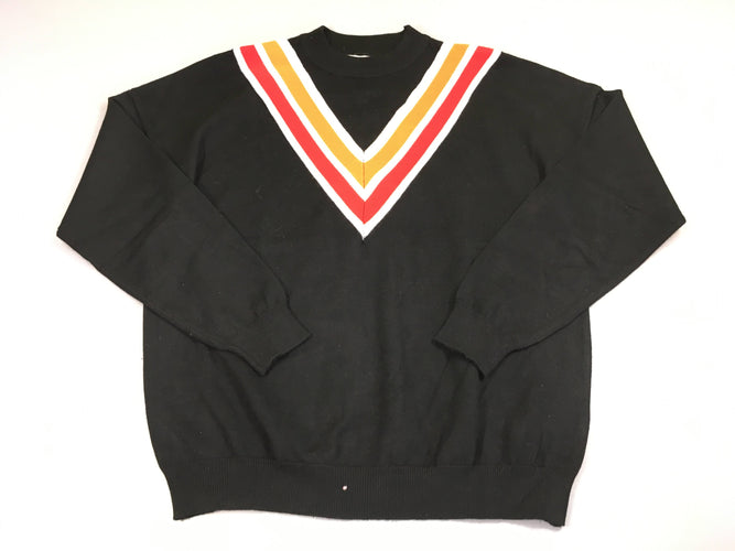 Pull noir effet col V superposé arc-en-ciel, moins cher chez Petit Kiwi