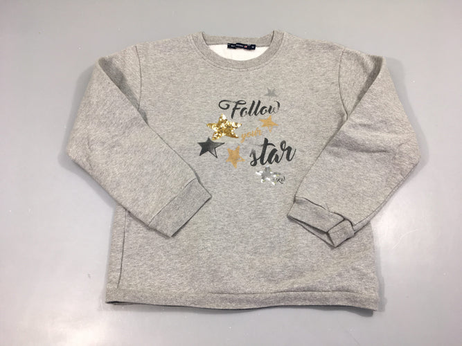 Sweat gris chiné étoiles sequins, moins cher chez Petit Kiwi