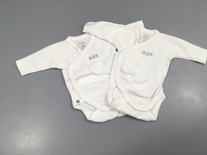2 Bodies m.l croisés côtes blanc, moins cher chez Petit Kiwi