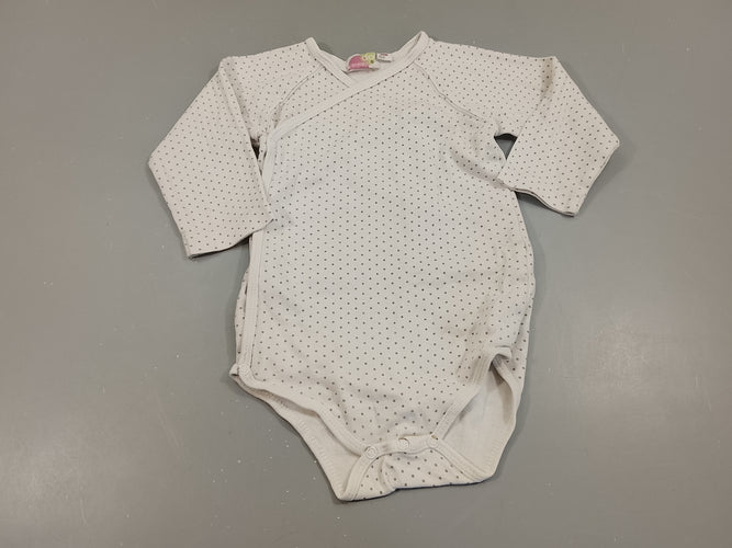 Body m.l blanc à pois gris, moins cher chez Petit Kiwi