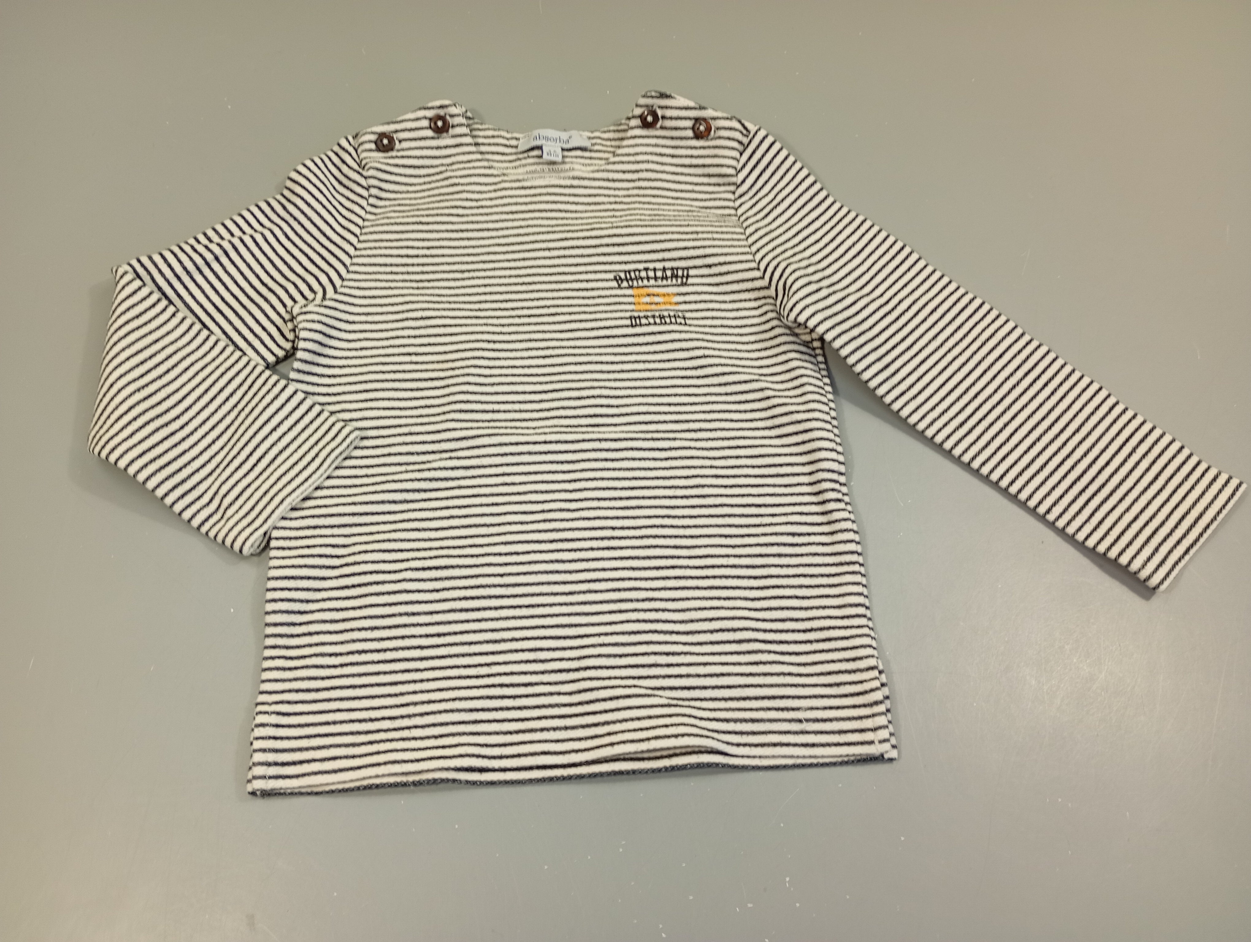 T-shirt m.l blanc rayé bleu marine 