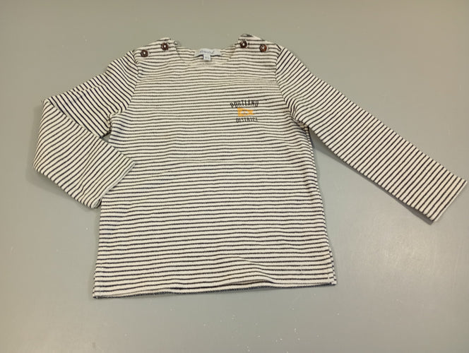 T-shirt m.l blanc rayé bleu marine "Portland district", moins cher chez Petit Kiwi