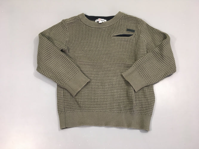 Pull kaki texturé poche, moins cher chez Petit Kiwi