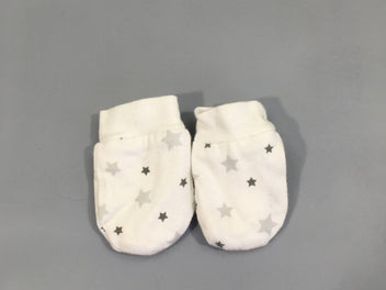 Moufles de naissance jersey blanc étoiles
