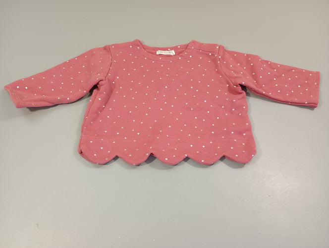 Sweat vieux rose à pois argentés, moins cher chez Petit Kiwi